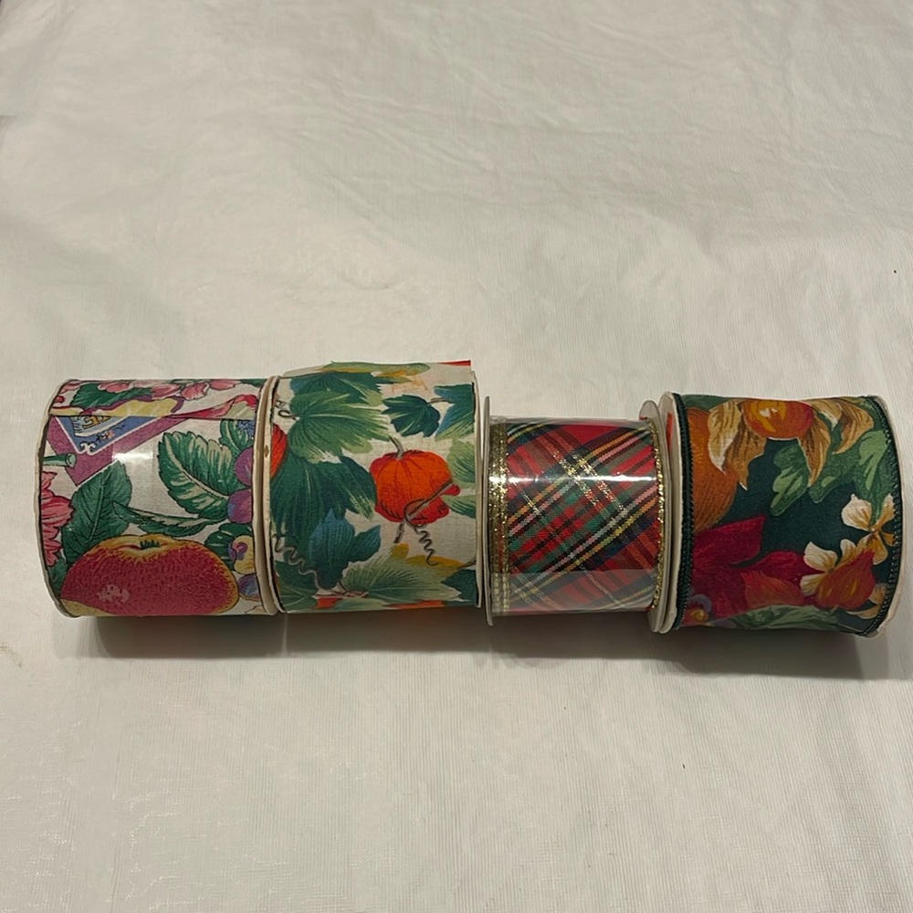 Lot of 4 Vintage Ribbon Spools various brands & sizes